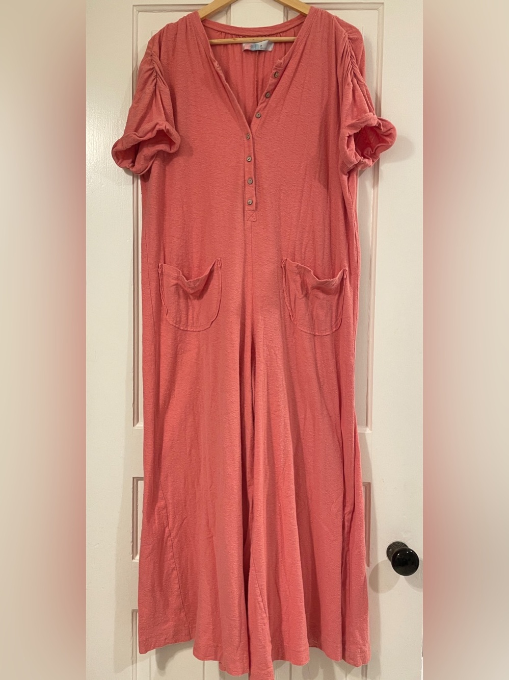 Free People Coral Short-Sleeve Button Front Jumpsuit